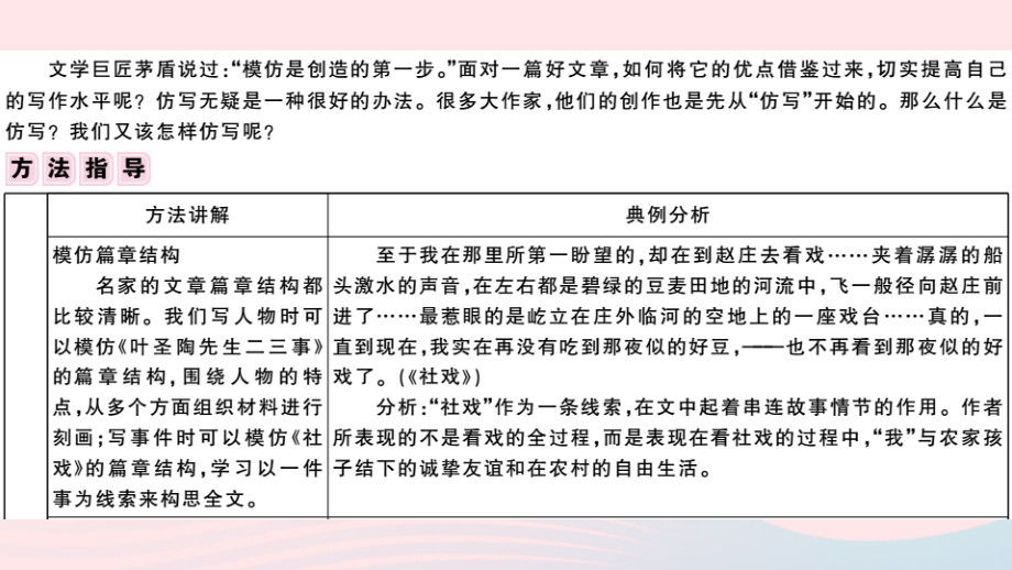 (通用版)八年级语文下册 第一单元 写作指导 学习仿写习题课件 新人教版 课件.ppt_第2页