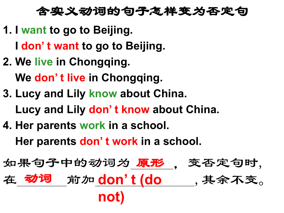 含实义动词的句子怎样变否定句和一般一般疑问句.ppt_第1页