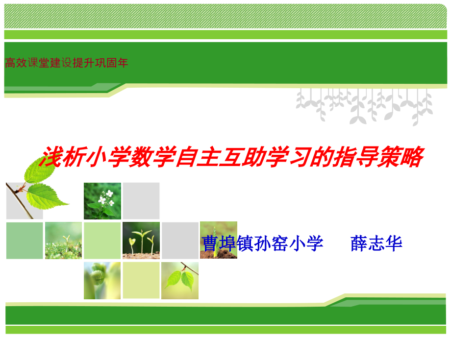 浅析小学数学自主互助学习的指导策略.ppt_第1页