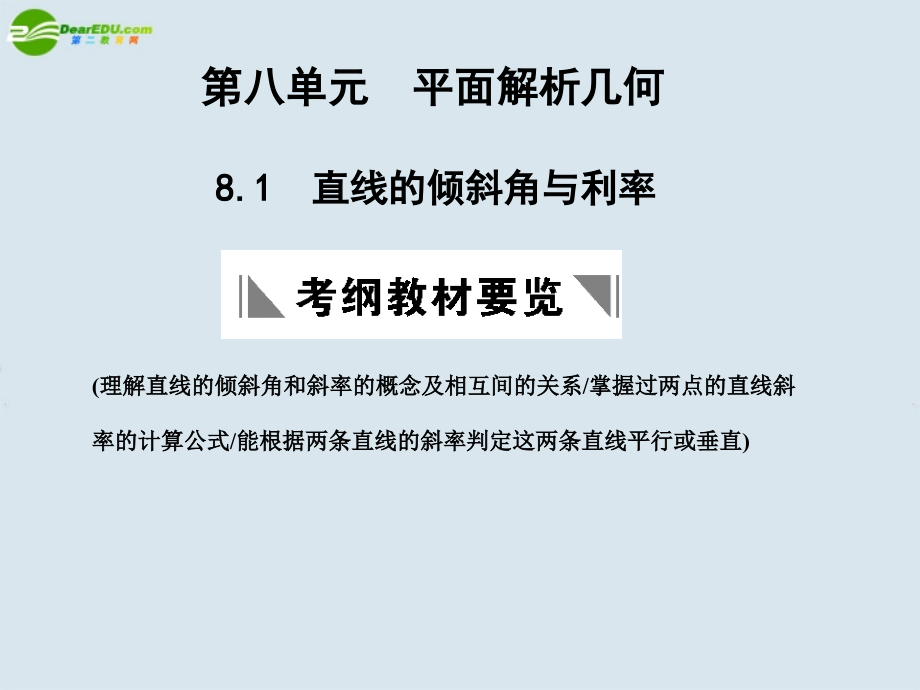 高三数学一轮复习 直线的倾斜角与斜率课件 北师大版 课件.ppt_第1页
