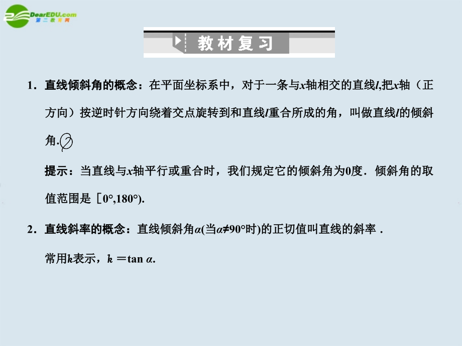 高三数学一轮复习 直线的倾斜角与斜率课件 北师大版 课件.ppt_第2页