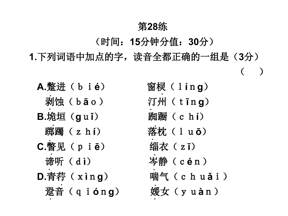 高三语文高考冲刺训练系列课件：十第28练新人教版 课件.ppt_第1页