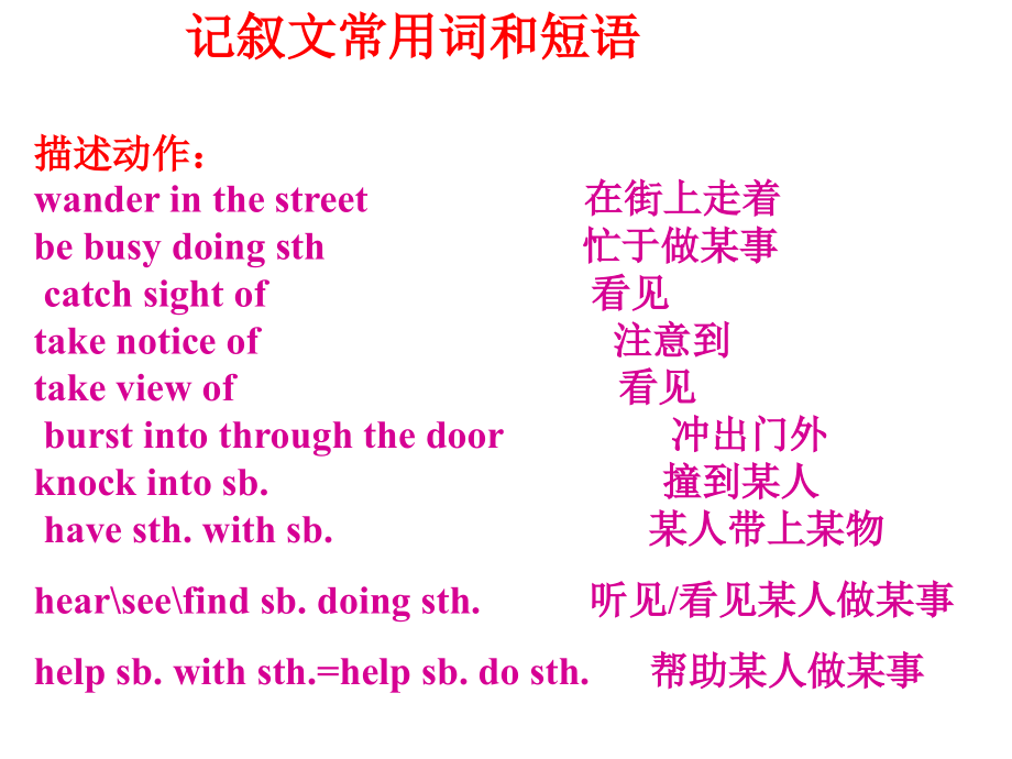 高三英语记叙文常用词和短语.ppt_第1页