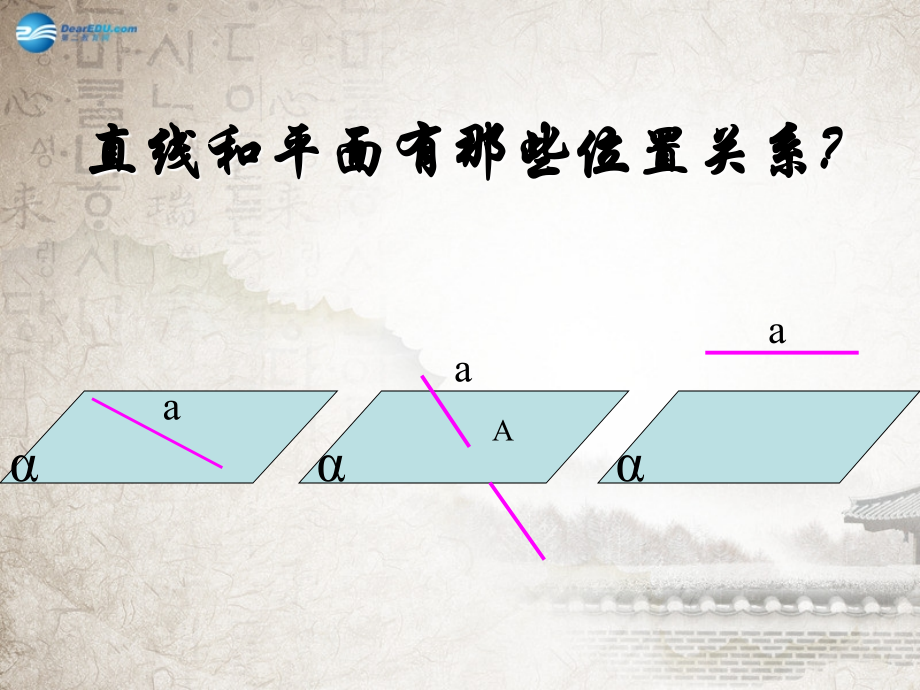 高中数学 231直线和平面有那些位置关系课件 新人教A版必修2 课件.ppt_第1页