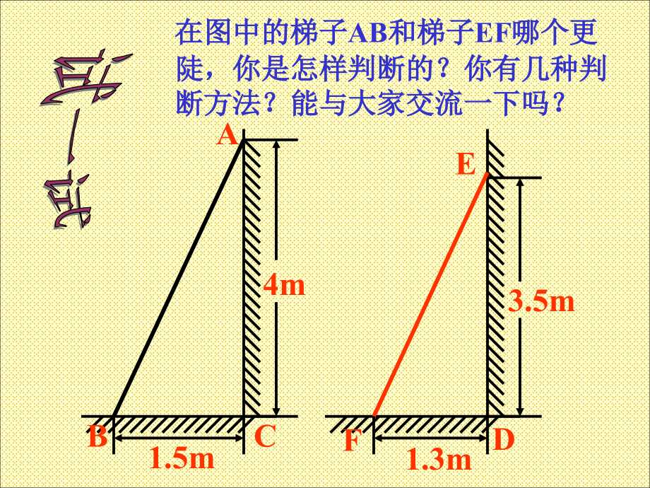 九年级数学从梯子的倾斜程度谈起课件示例一 北师大版 课件.ppt_第2页