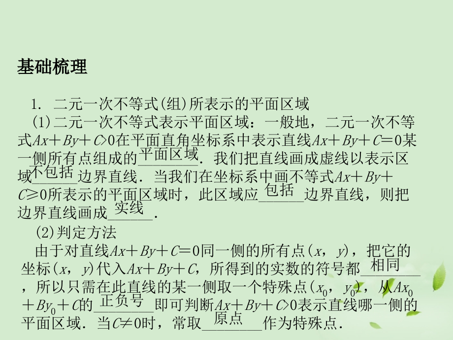 高三数学 72一元二次不等式(组)与简单线性规划问题复习课件.ppt_第2页