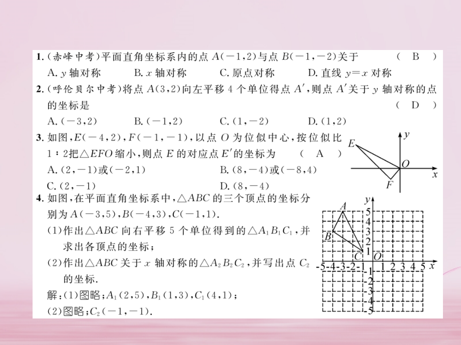 九年级数学上册 第23章 图形的相似 236 图形与坐标 2362 图形的变换与坐标练习课件 (新版)华东师大版 课件.ppt_第2页