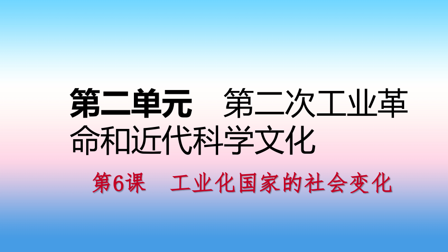 九年级历史下册 第二单元 第二次工业革命和近代科学文化 第6课 工业化国家的社会变化课件 新人教版 课件.ppt_第1页