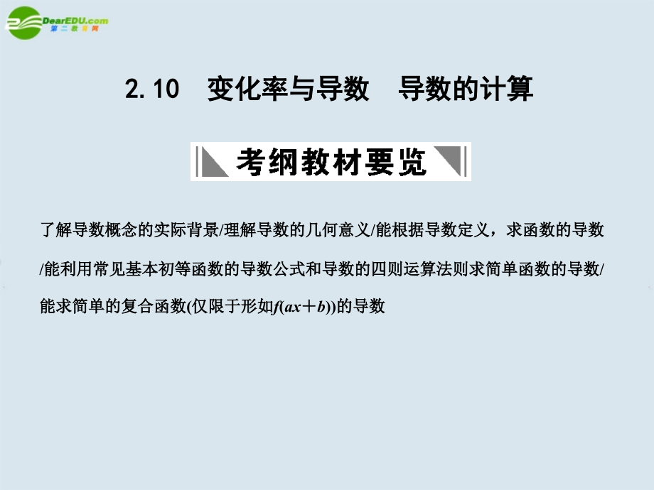 高三数学一轮复习 变化率与导数 导数的计算课件 北师大版 课件.ppt_第1页