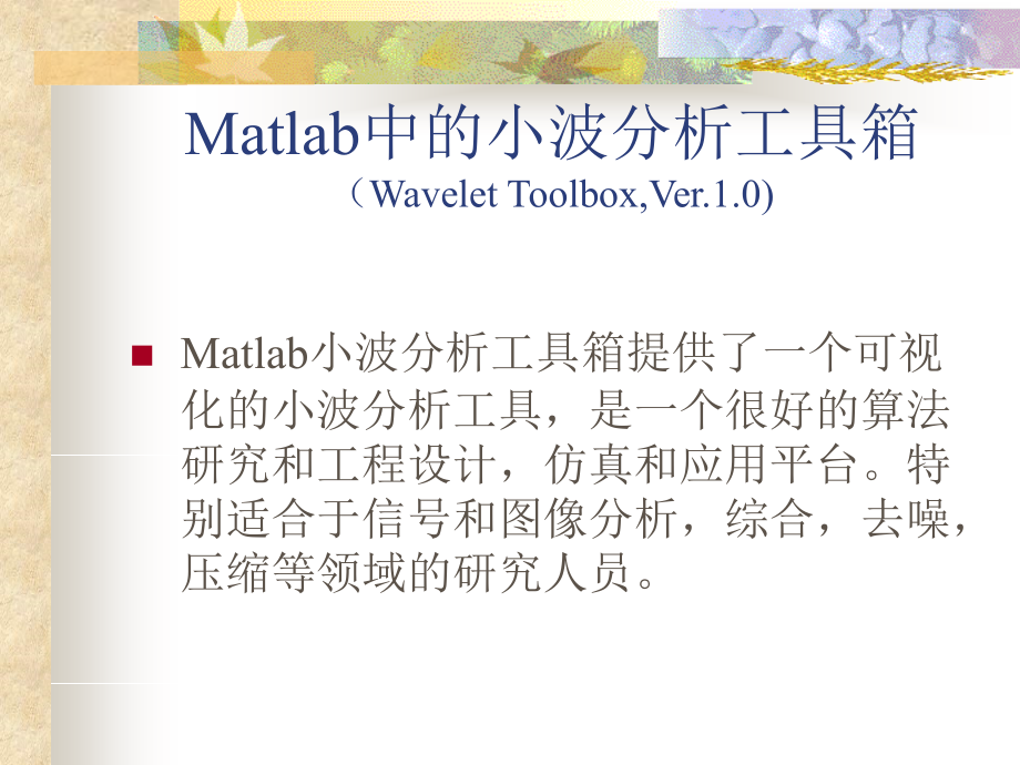 Matlab中的小波分析工具箱.ppt_第1页