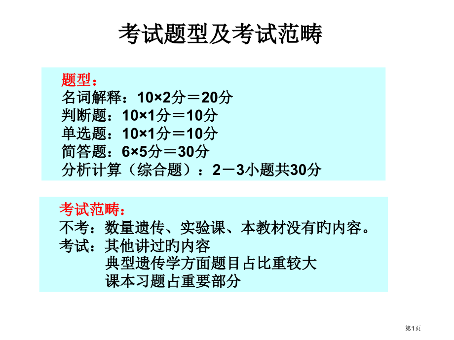 遗传考试样题专家讲座.pptx_第1页