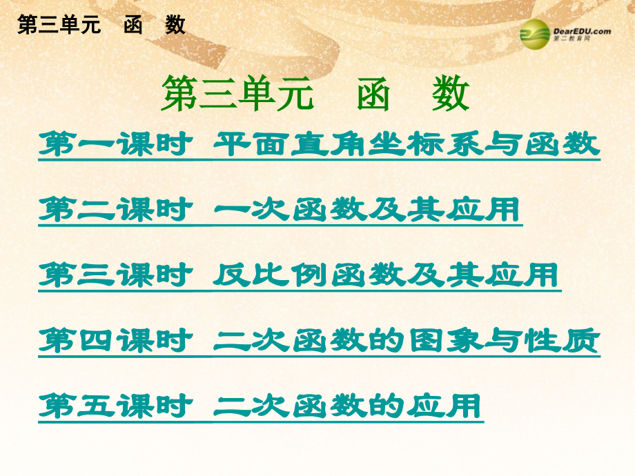 中考数学总复习 考点清单 3第三单元 函 数课件.ppt_第1页