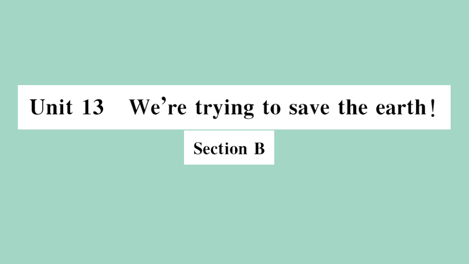九年级英语全册 Unit 13 We re trying to save the earth Section B作业课件 (新版)人教新目标版 课件.pptx_第1页