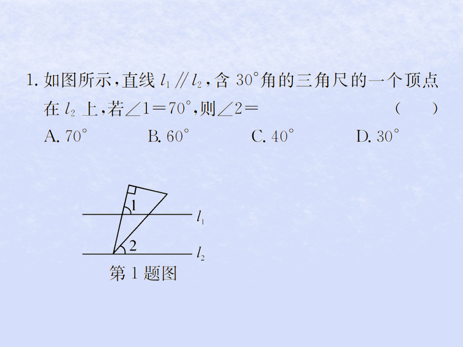 中考数学复习 第16课时 角、相交线与平行线 5 权威预测(课后作业)课件.ppt_第2页