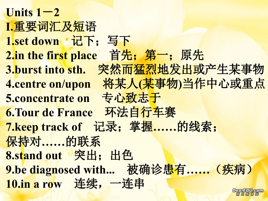 新课程高三英语Units1-10重要词汇及句型总汇 课件.ppt_第2页