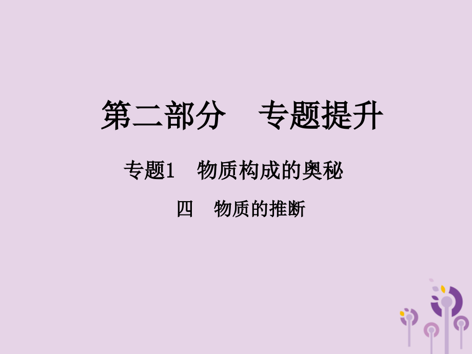 中考化学总复习 第二部分 专题提升 专题1 物质构成的奥秘 四 物质的推断课件.ppt_第1页