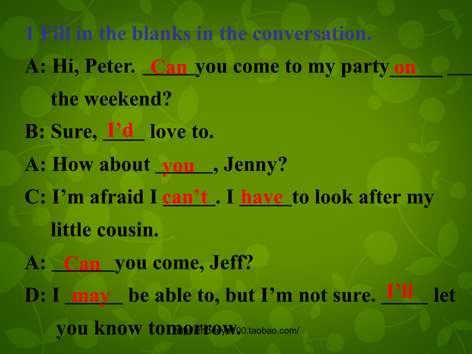 中学八年级英语上册 Unit 9 Can you come to my party Self Check课件 (新版)人教新目标版 课件.ppt_第2页