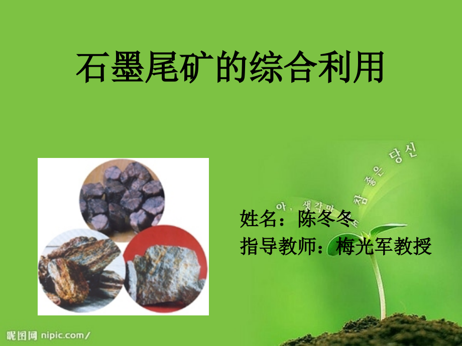 陈冬冬-石墨尾矿的综合利用.pptx_第1页