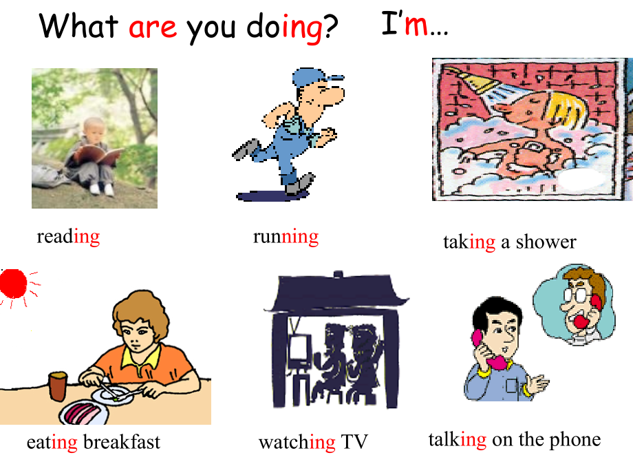 新目标英语七年级下学期unit5_I'm_watching_TV_整单元课件[1].ppt_第2页