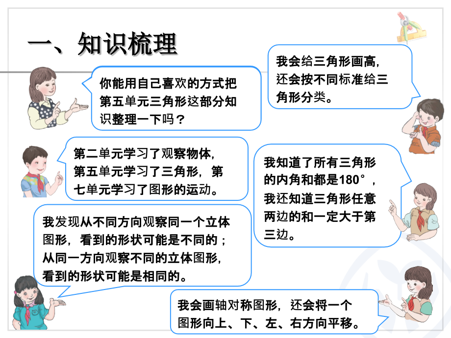 总复习（观察物体、三角形、图形的运动） (2).ppt_第2页
