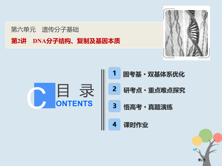 高考生物复习第六单元遗传的分子基础第2讲DNA分子的结构复制及基因的本质全国公开课一等奖百校联赛示范.pptx_第1页