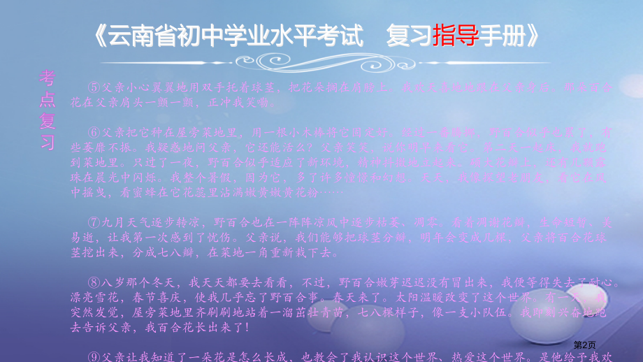 中考语文专题一记叙文阅读复习省公开课一等奖百校联赛赛课微课获奖PPT课件.pptx_第2页