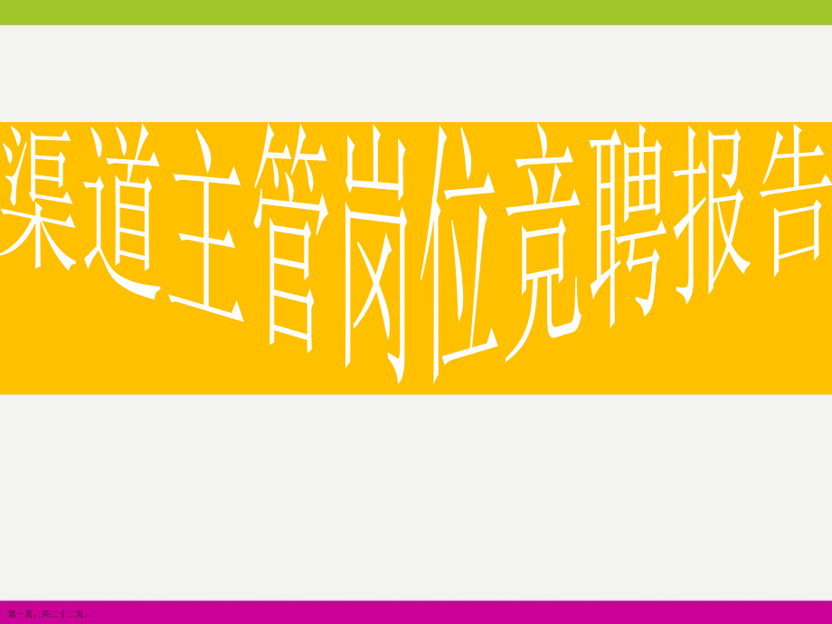渠道主管岗位竞聘报告主题.pptx_第1页