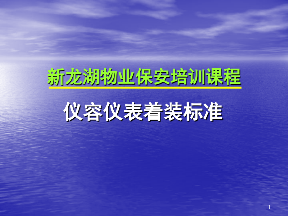 新龙湖物业保安培训课程——着装标准.ppt_第1页