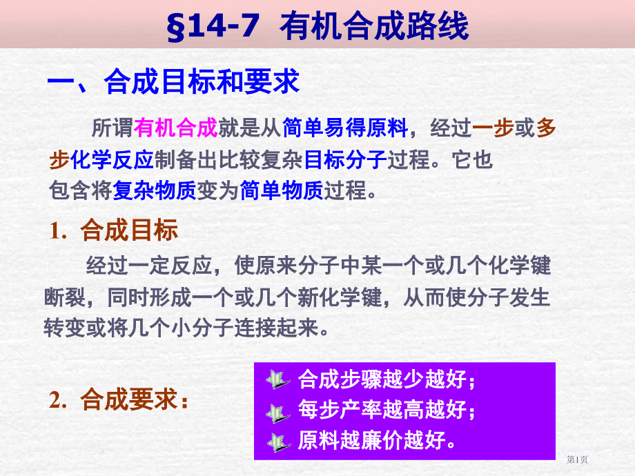 有机化学合成专题省公开课一等奖全国示范课微课金奖PPT课件.pptx_第1页