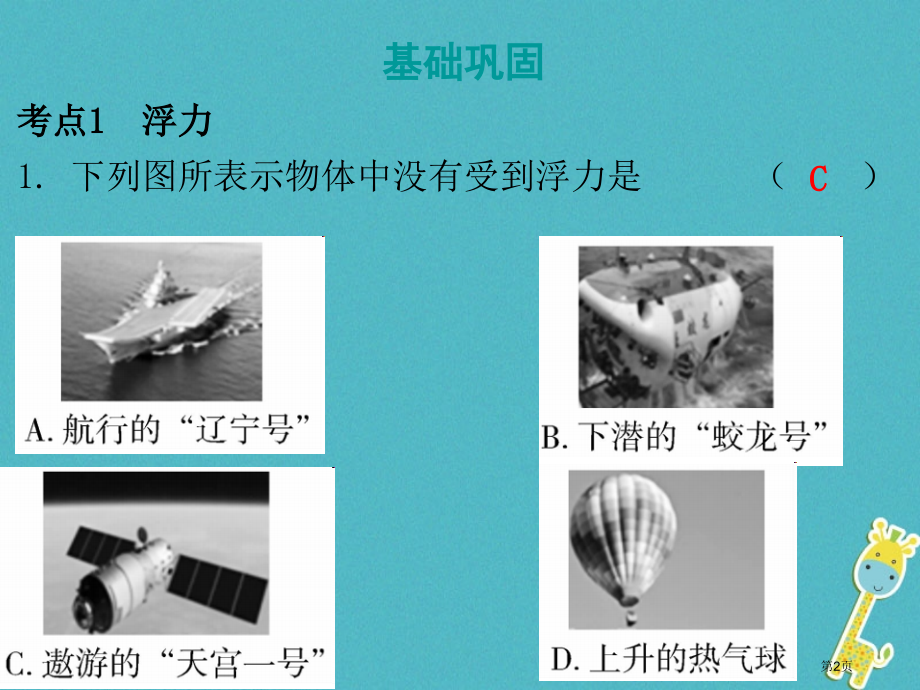 中考物理总复习基础复习第13课时浮力课后作业省公开课一等奖百校联赛赛课微课获奖PPT课件.pptx_第2页