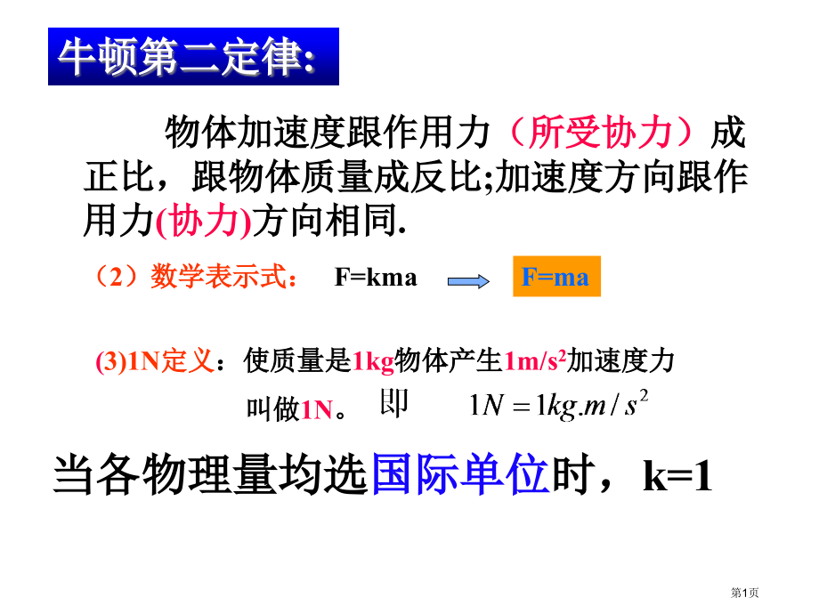 高一物理牛顿第二定律省公开课一等奖全国示范课微课金奖PPT课件.pptx_第1页