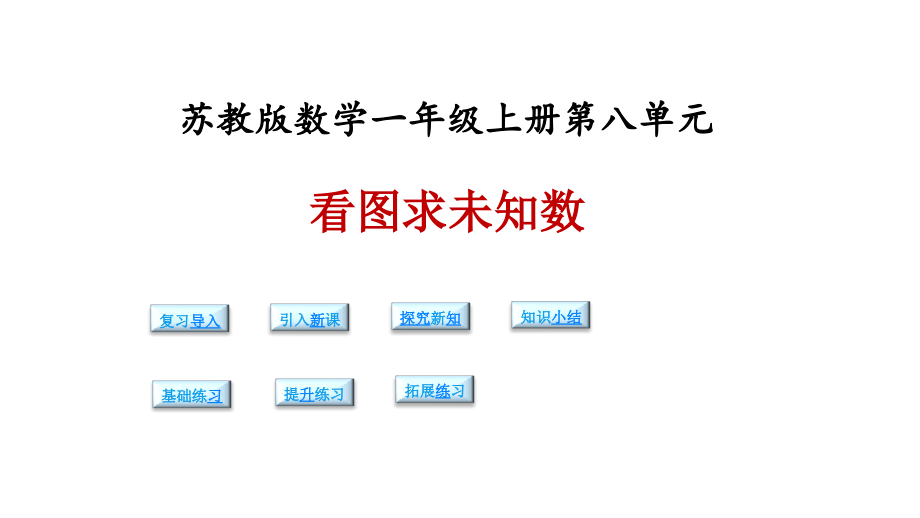 苏教版小学数学一年级上册课件：数学第八单元第七课时《看图求未知数》课件.ppt_第1页