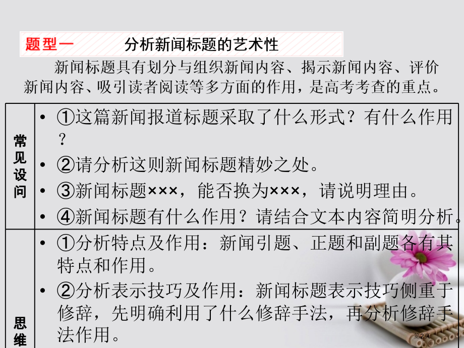 高考语文复习第一板块现代文阅读专题五实用类文本阅读-新闻含访谈第1讲新闻分析类题目答题技巧市赛课公开.pptx_第2页