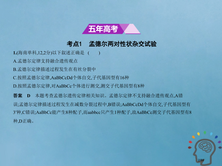 高考生物复习专题12基因的自由组合定律市赛课公开课一等奖省名师优质课获奖课件.pptx_第2页
