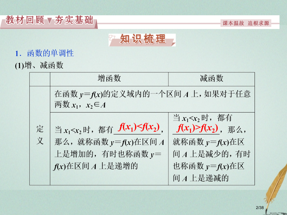 高考数学复习第2章基本初等函数导数及其应用第3讲函数的单调性与最值文市赛课公开课一等奖省名师优质课获.pptx_第2页