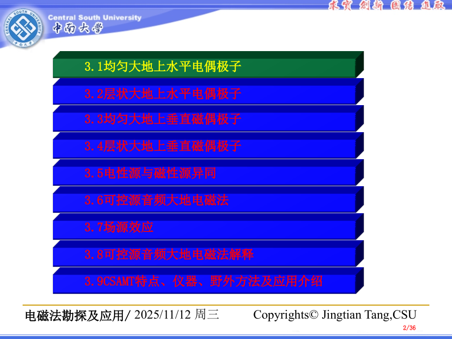 中南大学汤井田老师电磁法勘探——3-1层状介质上偶极子的谐变电磁场与可控源音频大地电磁法市公开课一等.pptx_第2页