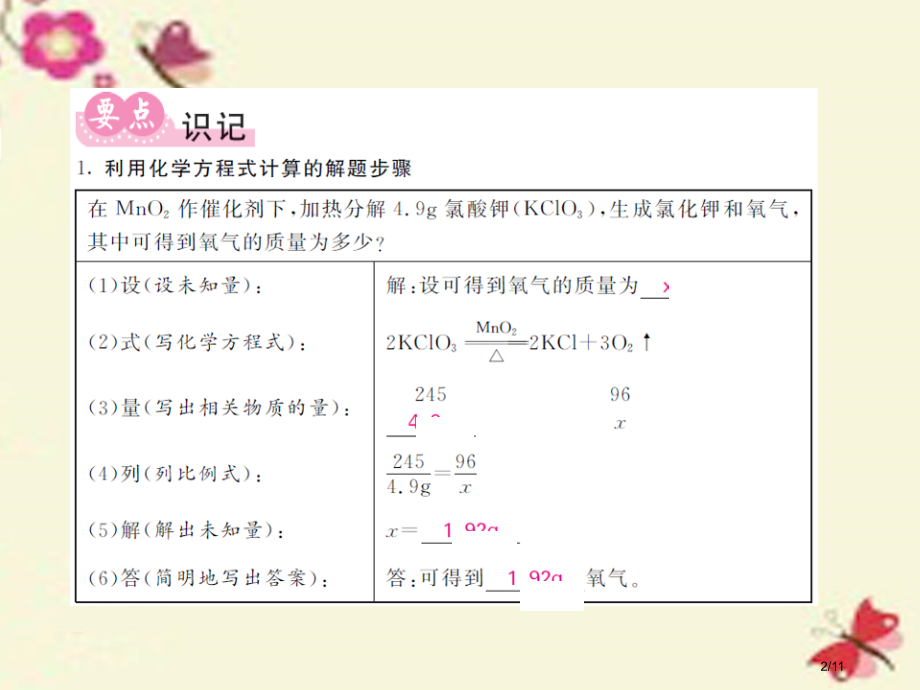 九年级化学全册第5单元定向研究化学反应第3节化学反应中的有关计算全国公开课一等奖百校联赛微课赛课特等.pptx_第2页