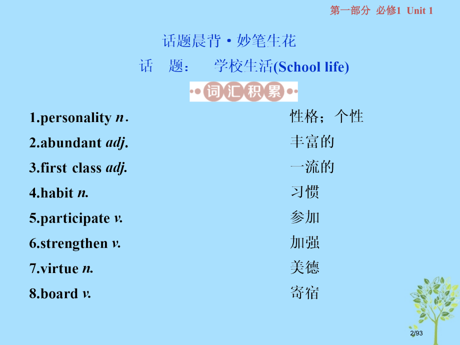 高考英语复习基础考点聚焦Unit1Schoollife牛津译林版必修市赛课公开课一等奖省名师优质课获.pptx_第2页