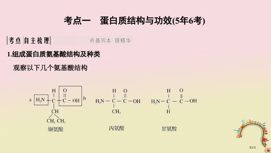 高考生物复习第二单元细胞的自我保障第3讲细胞中的蛋白质创新备考全国公开课一等奖百校联赛示范课赛课特等.pptx_第2页
