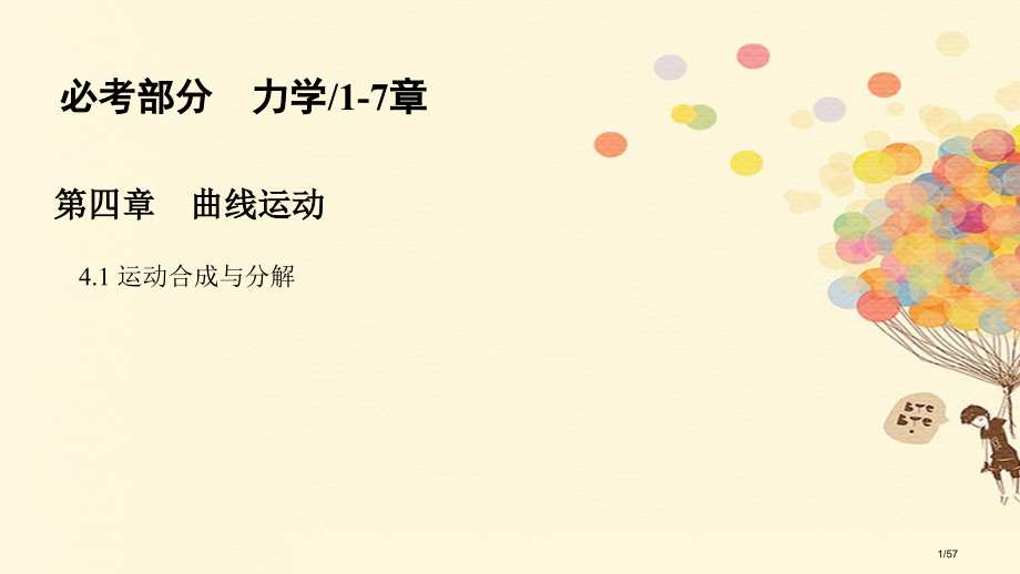 高考物理复习第四章曲线运动4.1运动的合成与分解市赛课公开课一等奖省名师优质课获奖课件.pptx_第1页