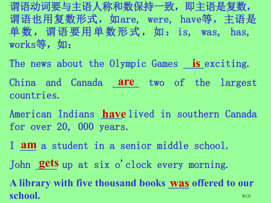 谓语动词要与主语的人称和数保持一致即主语是复数谓市公开课一等奖省赛课微课金奖课件.pptx_第2页