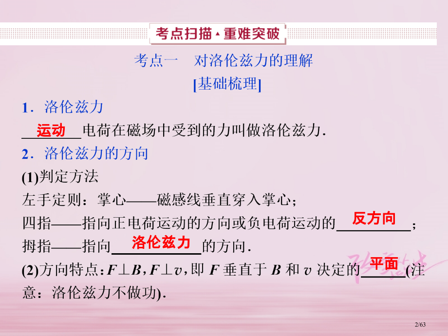 高考物理复习第9章磁场第二节磁场对运动电荷的作用市赛课公开课一等奖省名师优质课获奖课件.pptx_第2页