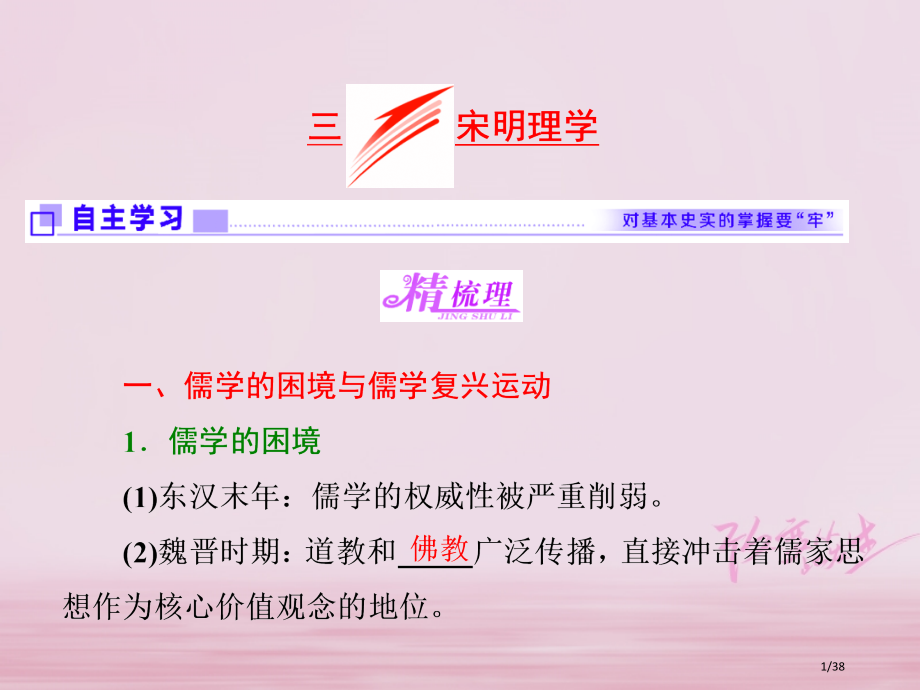 高中历史专题一中国传统文化主流思想的演变三宋明理学省公开课一等奖新名师优质课获奖课件.pptx_第1页