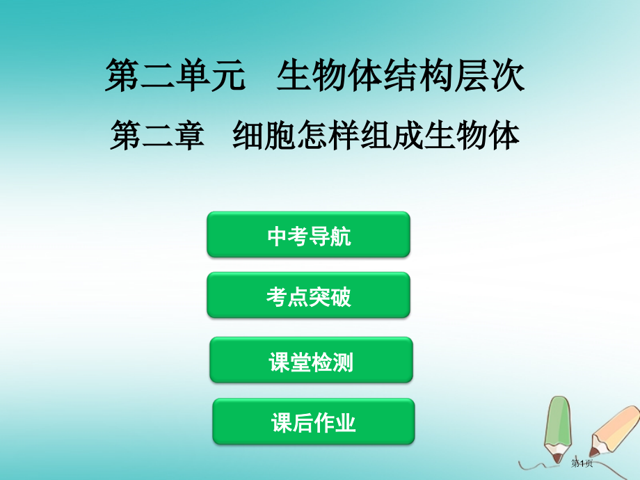 中考生物第二单元第二章细胞怎样构成生物体复习市赛课公开课一等奖省名师优质课获奖课件.pptx_第1页