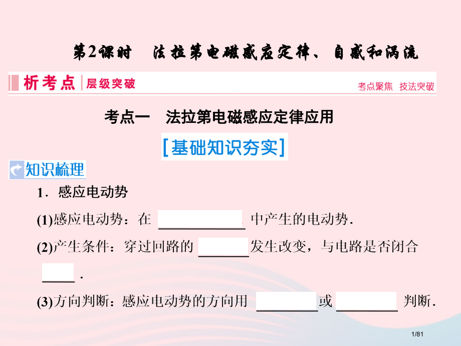 高考物理复习第十章电磁感应第2节法拉第电磁感应定律自感和涡流市赛课公开课一等奖省名师优质课获奖.pptx_第1页