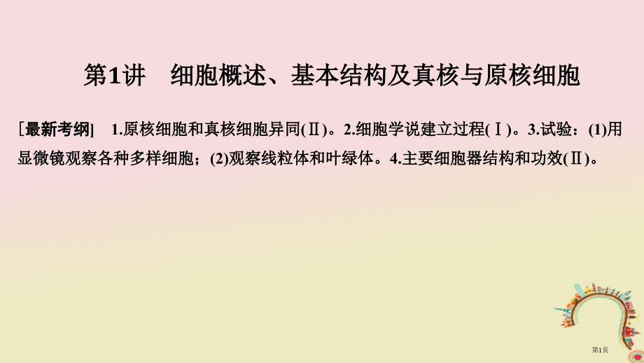 高考生物复习第一单元有机体中的细胞第1讲细胞概述基本结构及真核与原核细胞创新备考全国公开课一等奖百校.pptx_第1页