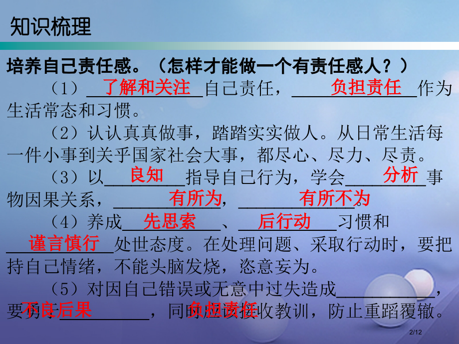 八年级道德与法治上册第一单元做人之本1.3自我负责第3框培养自己的责任感全国公开课一等奖百校联赛微课.pptx_第2页