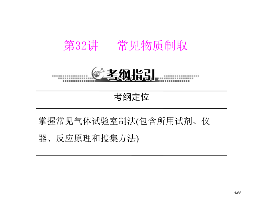 高考化学一轮复习人教版第五单元-第32讲-常见物质的制取.pptx_第1页