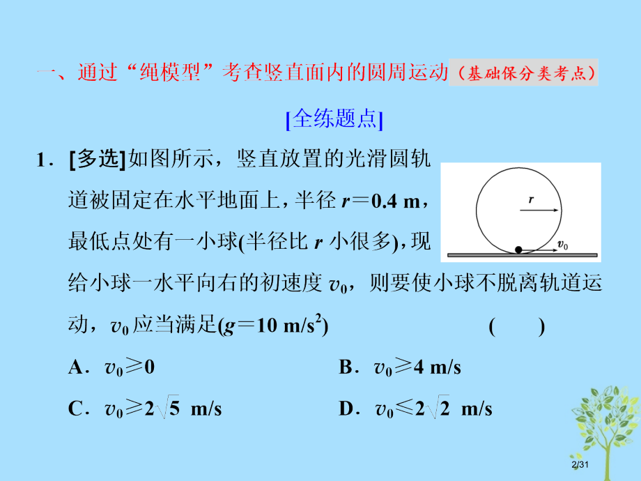 高考物理复习第3讲抓住三类模型破解竖直面内的圆周运动市赛课公开课一等奖省名师优质课获奖课件.pptx_第2页