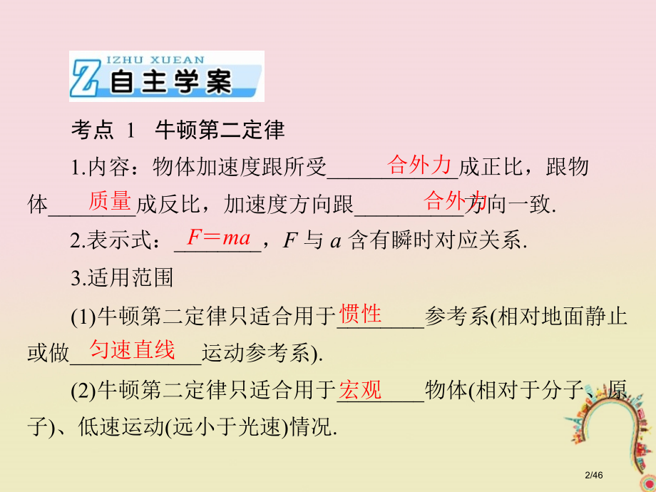 高考物理复习专题三牛顿运动定律第2讲牛顿第二定律市赛课公开课一等奖省名师优质课获奖PPT课件.pptx_第2页